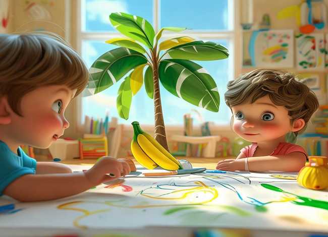 儿童画香蕉、儿童画香蕉树 儿童画香蕉、儿童画香蕉树