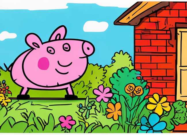 小猪佩奇儿童涂色画打印 - 小猪佩奇涂色画打印大图