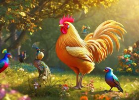 儿童故事大公鸡比美完整；大公鸡比美的故事启迪