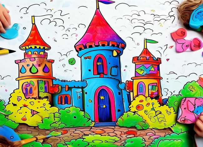 城堡儿童画涂色 城堡儿童画涂色教程