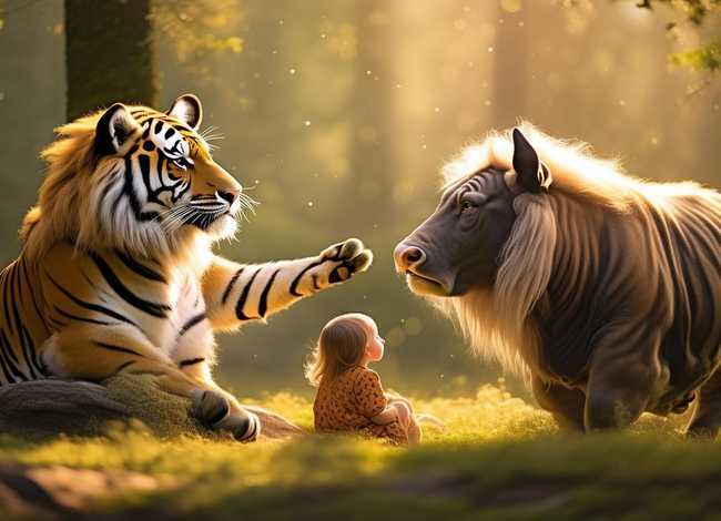 儿童睡前故事老虎和野牛 老虎和野牛的故事视频
