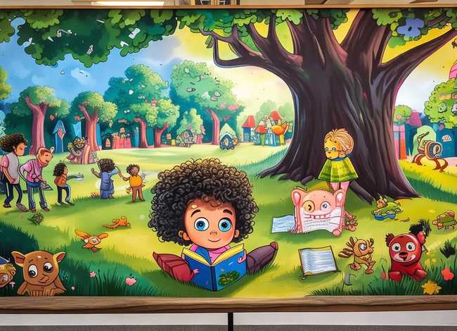 阅读儿童故事画展板,幼儿绘画阅读故事 阅读儿童故事画展板,幼儿绘画阅读故事