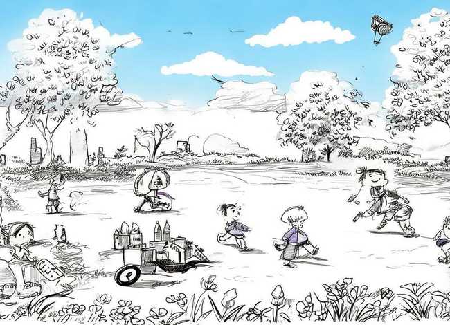 公园的儿童 - 公园的儿童简笔画