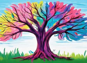 大树儿童画作品彩色 大树儿童画作品彩色简单