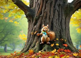 儿童画松鼠和大树、儿童画松鼠和大树图片