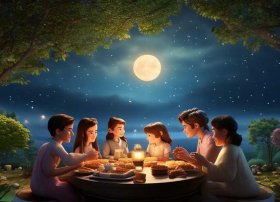 中秋的传说故事，中秋的传说故事和美好寓意画画作品