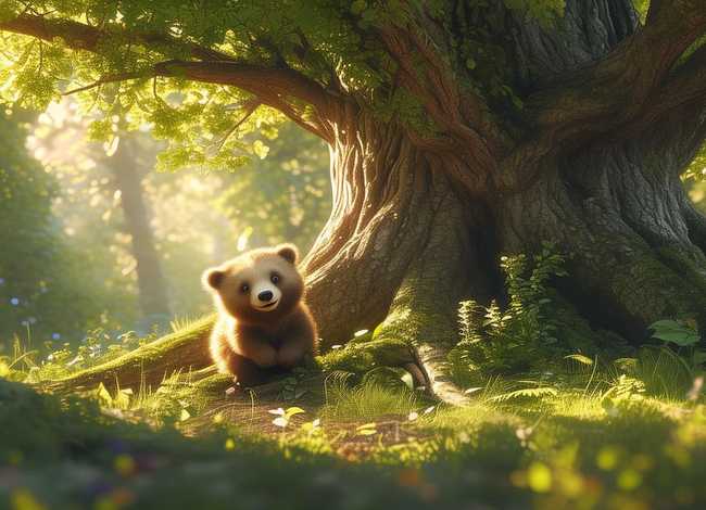 儿童故事树荫下的小熊，小熊找树荫的故事视频