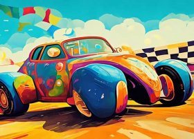 赛车儿童画，儿童画赛车简笔画彩色