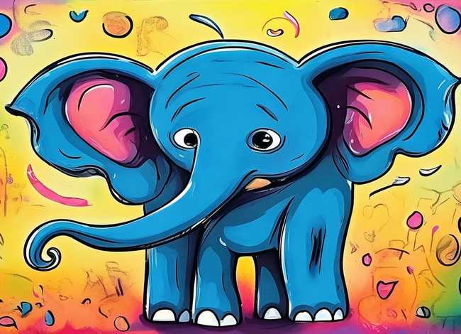 儿童大象装饰画，大象儿童简易画法