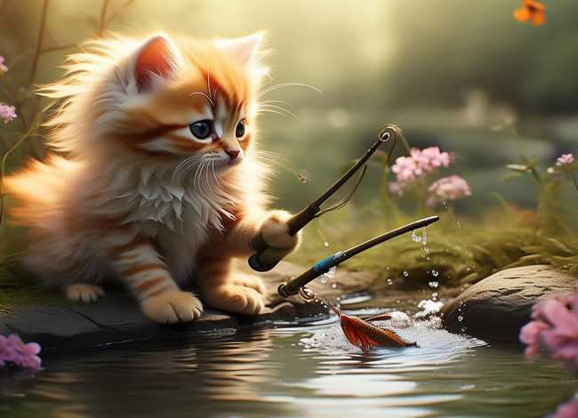 小猫故事视频；小猫钓鱼故事视频