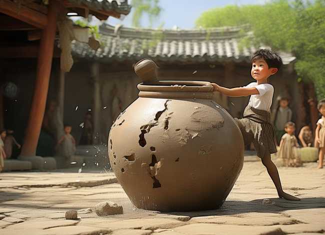 儿童故事司马光砸缸图片加文字；少儿故事司马光砸缸文字