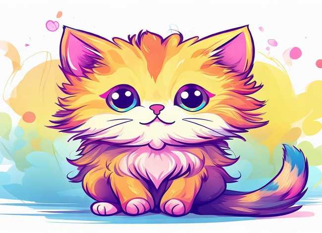 小猫儿童画图片大全 - 小猫儿童简笔画图片大全可爱带颜色