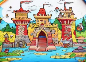 儿童城堡涂色画图片大全打印 儿童城堡涂色画图片大全打印版