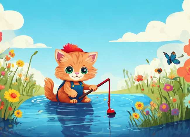 小猫钓鱼故事绘本图片；小猫钓鱼故事绘本图片大全