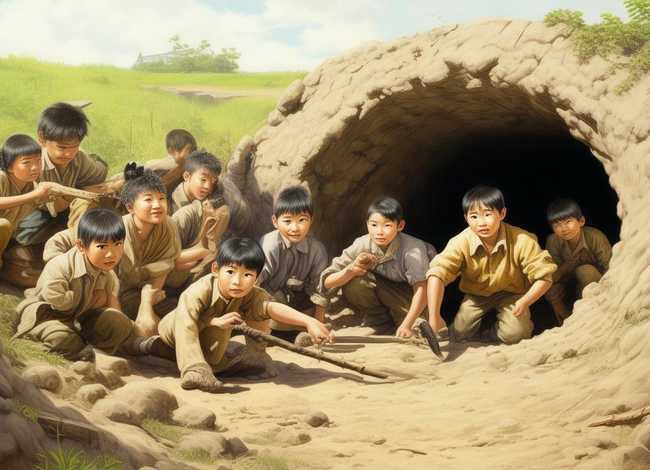 地道战儿童插画（地道战儿童绘画作品）