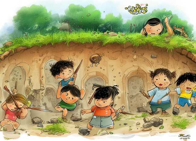 地道战儿童画（地道战儿童画怎么画）