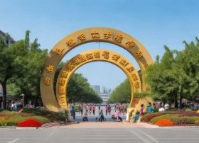 青岛儿童公园、青岛儿童公园停车场对面圆形门上的字