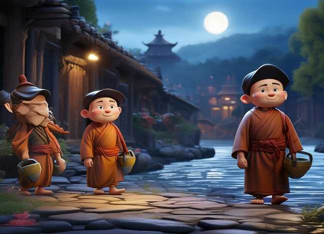 儿童睡前故事三个和尚挑水喝 - 睡前小故事三个和尚挑水的故事