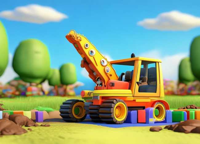 儿童挖土机动画 儿童挖土机3d动画片