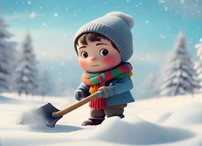 铲雪儿童的视频、儿童铲雪简笔画图片 铲雪儿童的视频、儿童铲雪简笔画图片