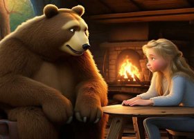 儿童故事金发女孩和三只熊的故事；一个金发女孩和三只熊的故事