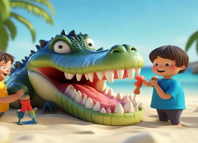 儿童故事ppt鳄鱼拔牙，幼儿故事鳄鱼拔牙