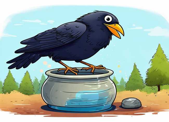 儿童故事乌鸦喝水的故事绘本；幼儿绘本乌鸦喝水的故事