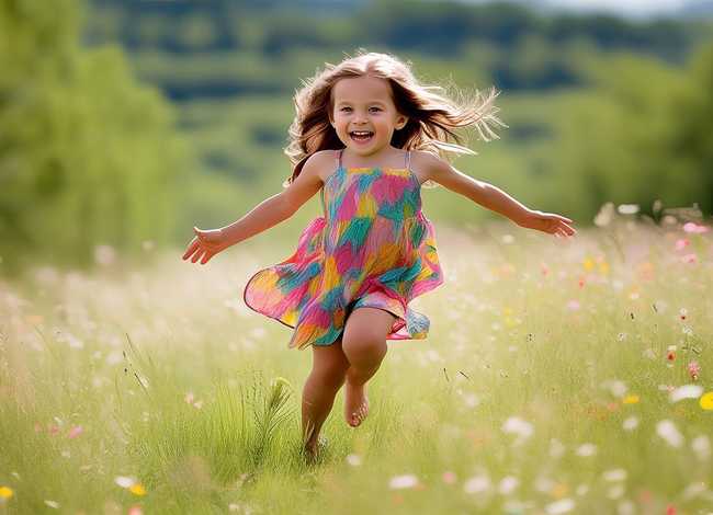 儿童奔跑图片（奔跑儿童画小女孩图片）