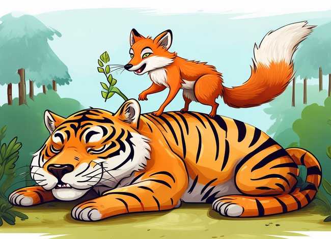 狐假虎威幼儿故事内容、狐假虎威的幼儿故事图片大全