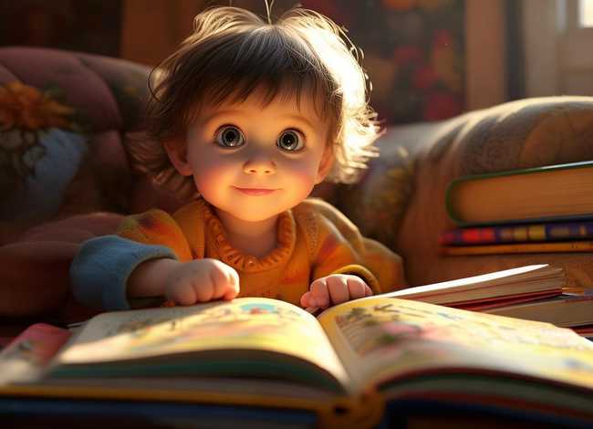 小朋友读故事书；小朋友阅读故事书