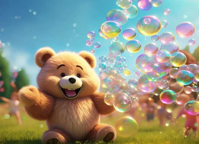 儿童故事小熊吹泡泡、幼儿故事小熊吹泡泡