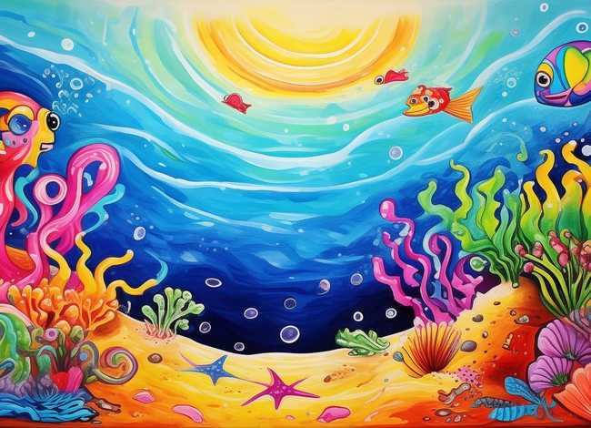 儿童画海底世界绘画；儿童画海底世界绘画作品