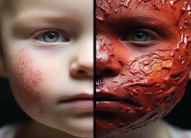 儿童被烫伤和烧伤的图片；儿童被烫伤和烧伤的图片对比