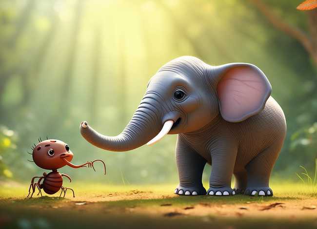 儿童故事大象和蚂蚁 - 幼儿故事蚂蚁和大象