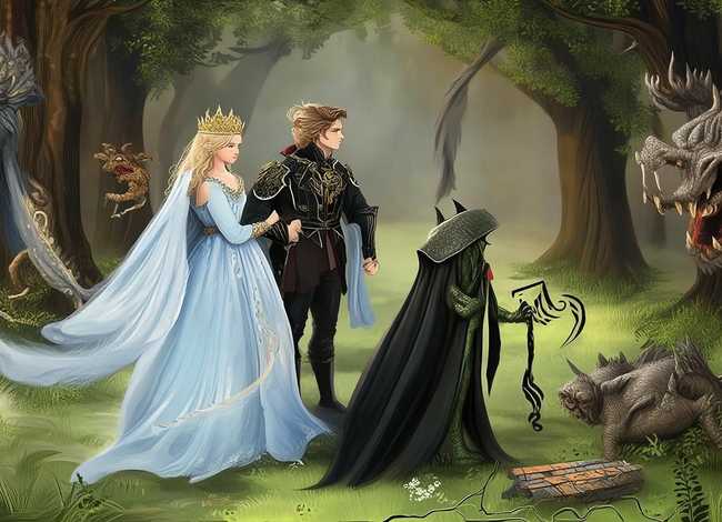 儿童童话故事公主王子与巫婆；公主和王子与巫婆和怪兽的故事