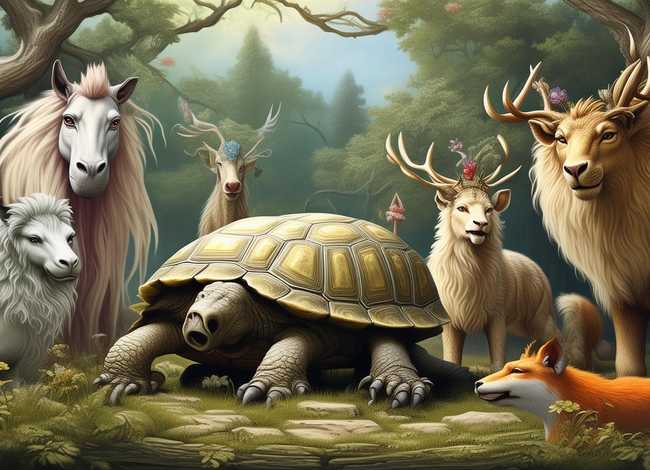 故事 动物、故事 动物 与乌龟