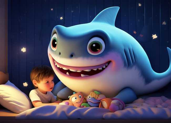 儿童睡前故事鲨鱼与大白鲨；大鲨鱼的睡前故事