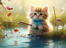 少儿故事大全 睡前故事小猫钓鱼，少儿故事大全 睡前故事小猫钓鱼图片