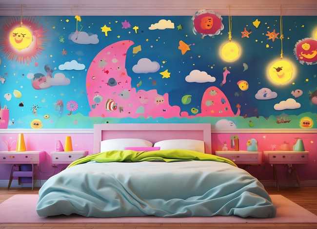 儿童床头装饰效果图;儿童床头背景墙效果图 儿童床头装饰效果图;儿童床头背景墙效果图