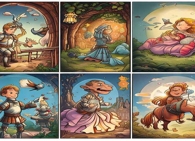 英语童话故事六格漫画、英语漫画故事六格漫画