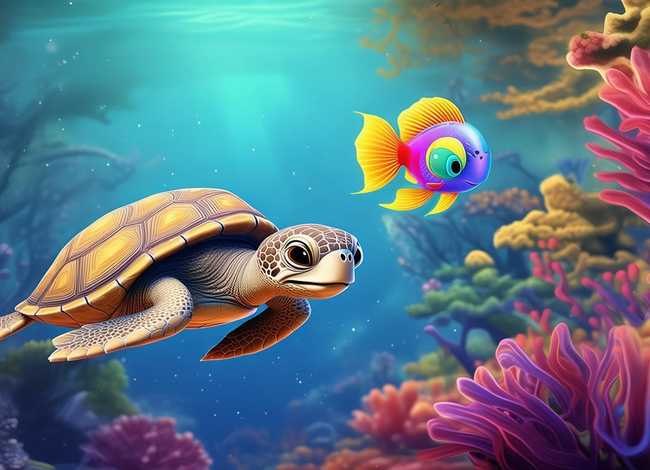 儿童故事鱼龟；乌龟和鱼儿的故事
