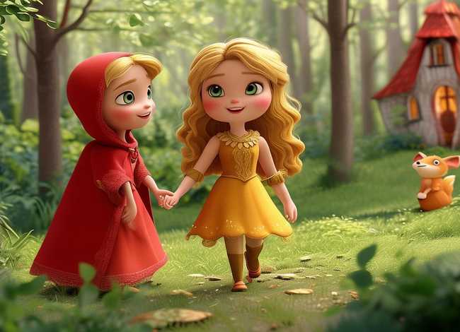 儿童童话故事公主小红帽、小红帽和公主的故事