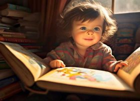 小朋友读故事书；小朋友阅读故事书