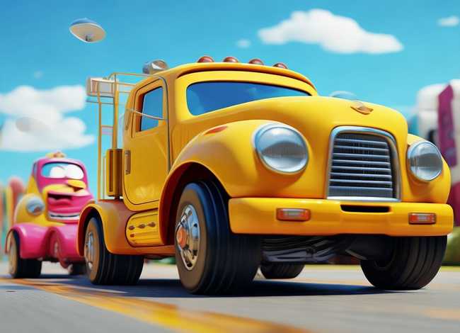 大卡车与小汽车的故事儿童动画 - 幼儿小汽车与大货车的故事