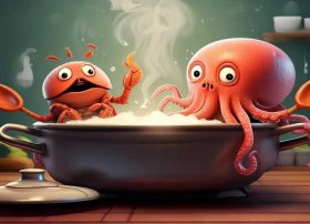 螃蟹和八爪鱼的儿童故事；八爪鱼能和螃蟹在一个锅里煮吗？