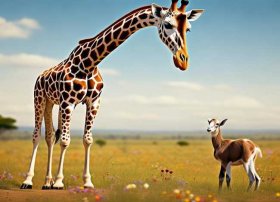 儿童故事长颈鹿和山羊；长颈鹿和小山羊的故事图片