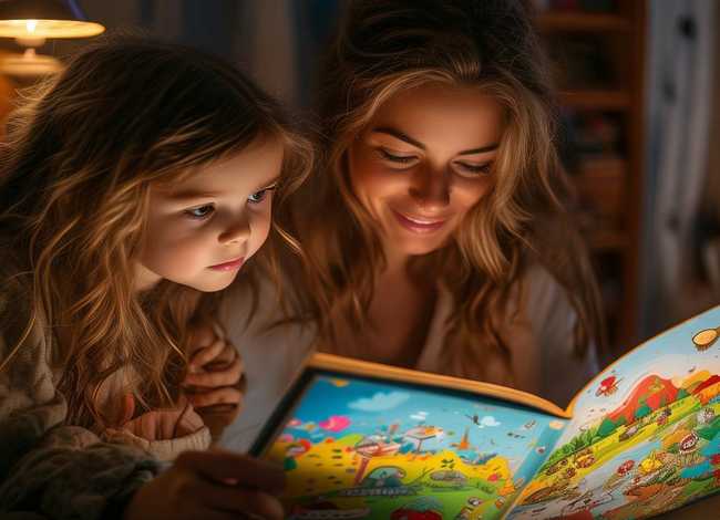 读儿童故事绘本；阅读儿童故事绘本