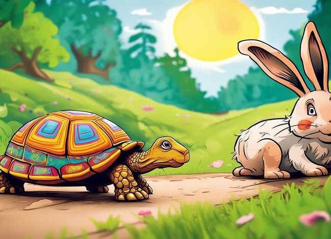 儿童故事龟兔赛跑故事ppt，幼儿龟兔赛跑ppt 图片素材