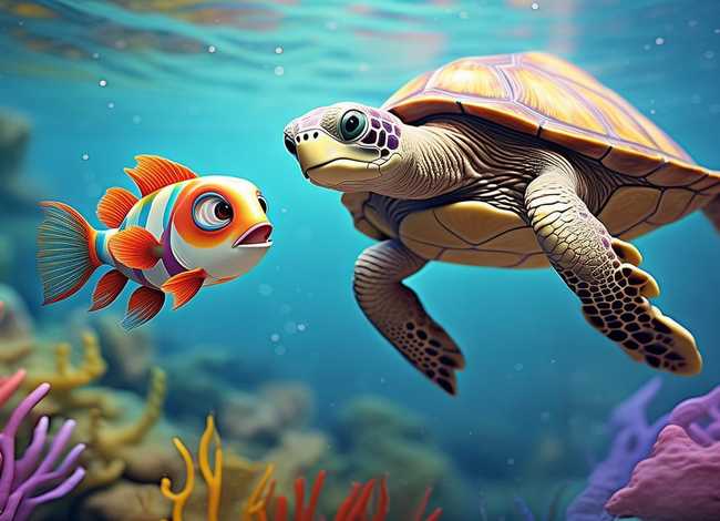 儿童故事鱼龟；乌龟和鱼儿的故事