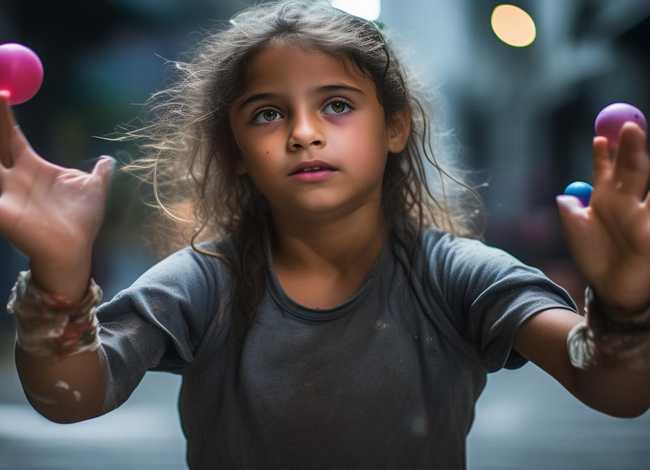 街边小孩杂技表演可怜残忍、街头表演杂技的小女孩 街边小孩杂技表演可怜残忍、街头表演杂技的小女孩
